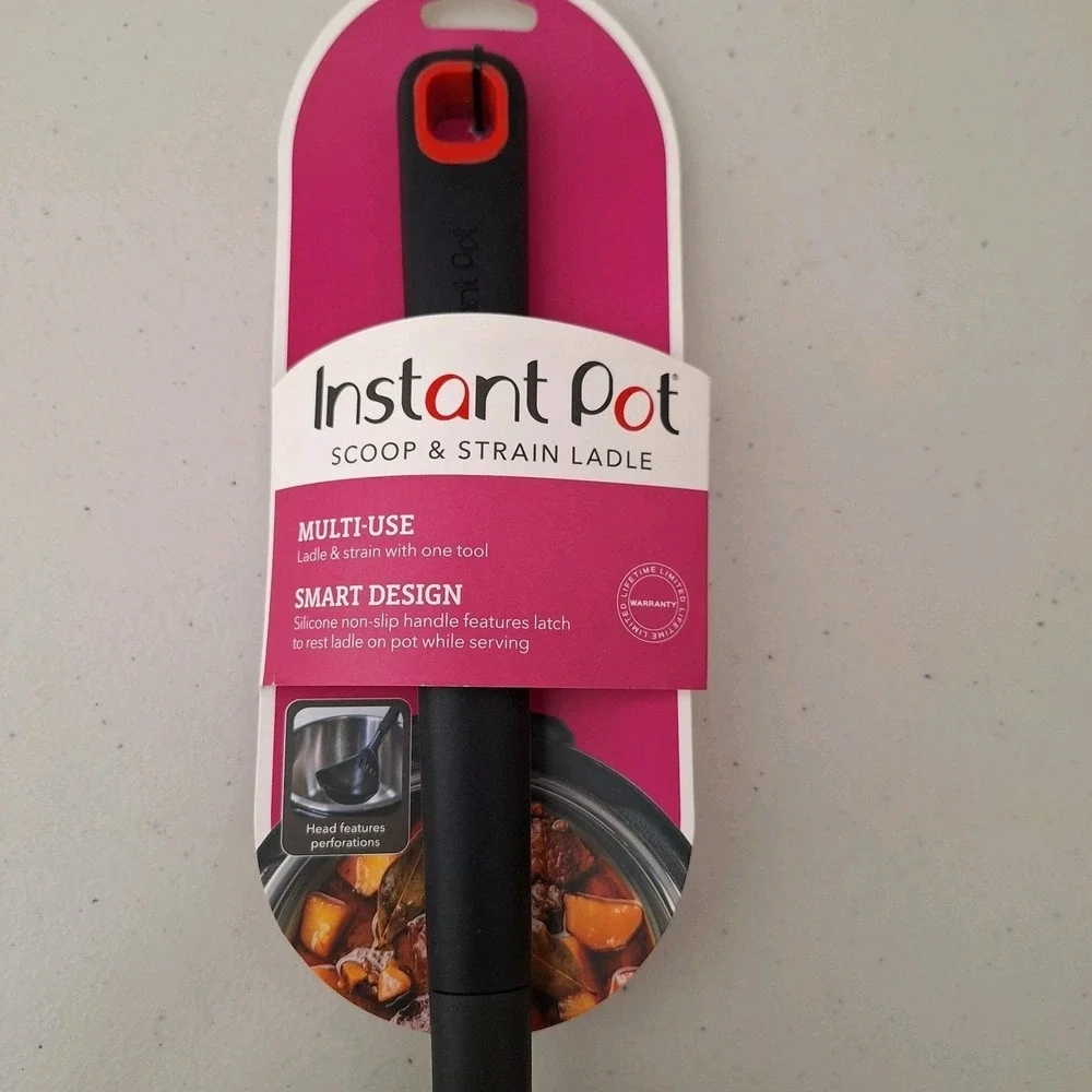 NEW Instant Pot Scoop & Strain Multi-Use Ladle‎ Spoon Strainer Silicone Handle